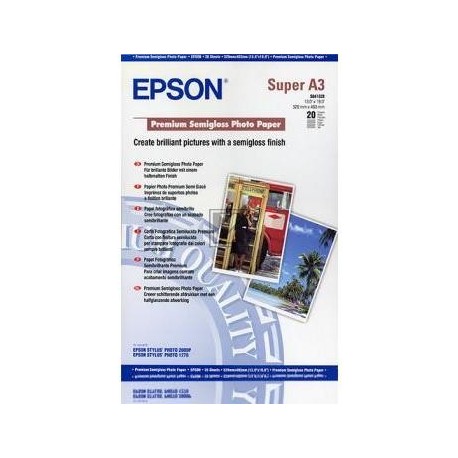 Original Epson Premium Semigloss Photo Paper DIN A3+ weiß (C13S041328)