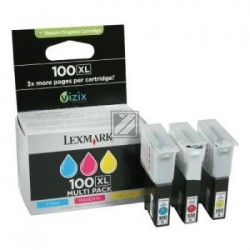 Original Lexmark Tintenpatrone gelb cyan magenta High-Capacity (14N0850, 100XL)