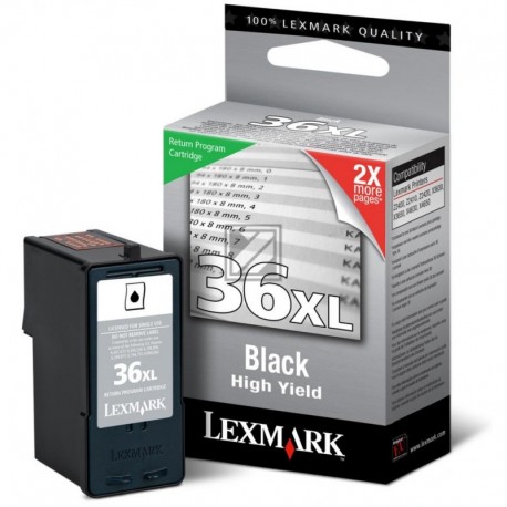 Original Lexmark Tintenpatrone schwarz High-Capacity (018C2190E 18C2190E, 36XL 36XLA)