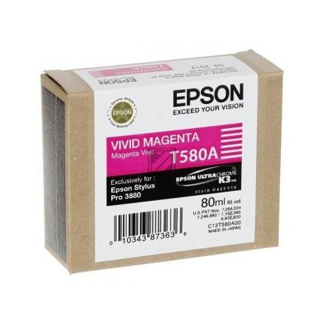 Original Epson Tintenpatrone Ultra Chrome K3 magenta (C13T580A00, T580A)