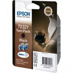 Original Epson Tintenpatrone 2x schwarz 2-er Pack (C13T03214210, T0321)