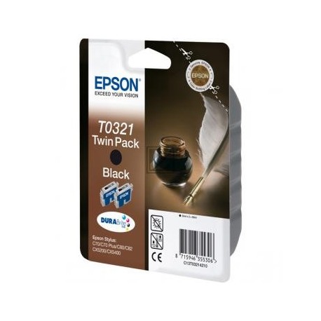 Original Epson Tintenpatrone 2x schwarz 2-er Pack (C13T03214210, T0321)