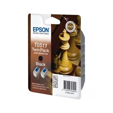 Original Epson Tintenpatrone 2x schwarz (C13T05114210, 2x T0511)