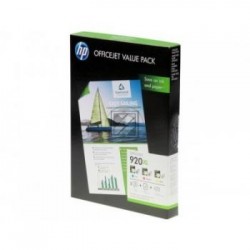 Original Hewlett Packard Tintenpatrone + Papier gelb cyan magenta High-Capacity (CH081AE, 920XL)